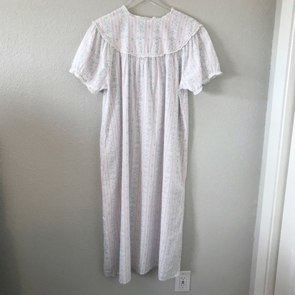 Lanz of Salzburg Airy Cotton Lawn Tyrolean Print Long Nightgown M Soft Pastel - Picture 3 of 10